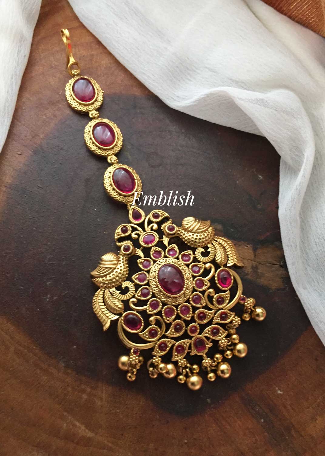 Gold alike Double Peacock with Flower Tikka